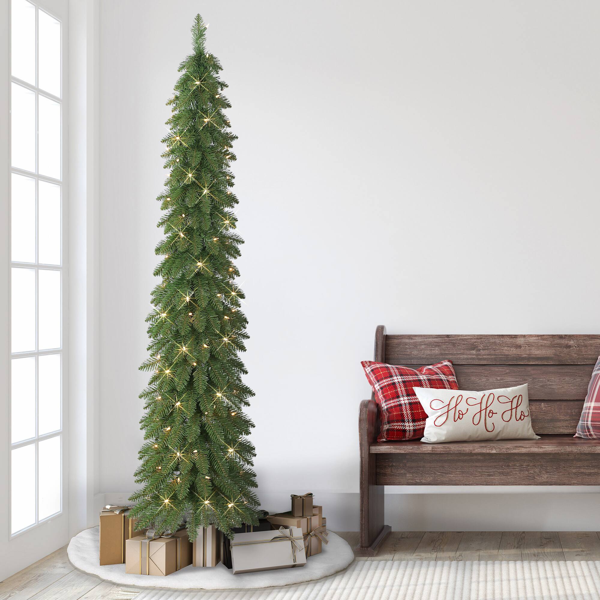 7ft. Pre-Lit Alpine Artificial Pencil Tree, Clear Lights